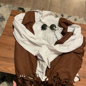 Men’s Hippie costume vest white button up and glasses